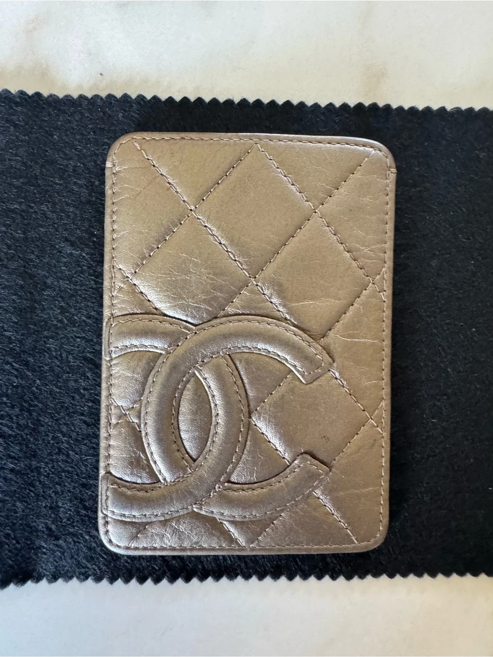 CHANEL Quilted Leather CC Card Holder